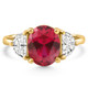 Oval Ruby & Half Moon Diamond Ring 14k Yellow Gold Lab Grown
