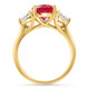 Oval Ruby & Half Moon Diamond Ring 14k Yellow Gold Lab Grown
