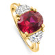 Oval Ruby & Half Moon Diamond Ring 14k Yellow Gold Lab Grown