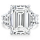 Certified 11.90Ct Emerald Diamond & Trapezoid Engagement Ring Lab Grown 14k Gold