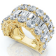 7.50Ct Baguette & Round Diamond Ring 10k Gold Lab Grown