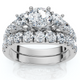 1 3/4Ct 3-Stone Diamond Engagement Wedding Ring Set 14k Gold or Pt Lab Grown