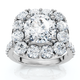 Certified 3 1/2ct Cushion Halo Diamond Engagement Ring 14k Gold or Pt Lab Grown