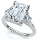 Certified 3 1/2Ct Emerald Cut & Baguette Engagement Ring 14k Gold/Pt Lab Grown