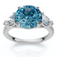3 1/2Ct Fancy Blue Lab Grown Accent Diamond Engagement Ring 14k Gold