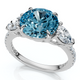 3 1/2Ct Fancy Blue Lab Grown Accent Diamond Engagement Ring 14k Gold
