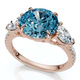 3 1/2Ct Fancy Blue Lab Grown Accent Diamond Engagement Ring 14k Gold