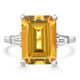 Citrine & Diamond Ring White Gold Lab Grown
