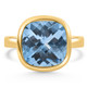 Cushion Blue Topaz Alexa Bezel Ring 14k Yellow Gold