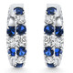 4 1/2Ct Blue Sapphire & Diamond Hoops White or Yellow Gold Lab Grown 1" Tall