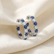 4 1/2Ct Blue Sapphire & Diamond Hoops White or Yellow Gold Lab Grown 1" Tall