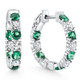 4 1/2Ct Emerald & Diamond Hoops White or Yellow Gold Lab Grown 1" Tall