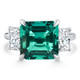 8Ct Asscher Cut Emerald & Diamond Ring 14k Gold or Platinum Lab Grown