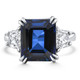6Ct Blue Sapphire & Diamond Anniversary Engagement Ring 14k White Gold Lab Grown