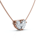 1.90Ct Heart to Heart Diamond Pendant 14k Gold Women's 18" Necklace Lab Grown