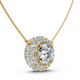 Certified 3 1/2Ct Euro Diamond Pendant 14k Gold 18" Women's Necklace Lab Grown
