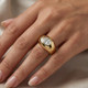 1Ct Sideways Oval Bezel Solitaire Stackable Dome Band Gold Lab Grown