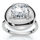 2Ct Diamond Bezel Stackable Button Engagement Ring Lab Grown