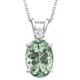 Oval Green Amethyst Diamond Pendant Women's Necklace 18" White Gold