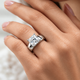 Certified 3ct Asscher Cut Solitaire Cigar Band Lab Grown 14k Gold Engagement Ring