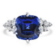 8Ct TW Cushion Blue Sapphire & Diamond Muse Ring 14k White Gold Lab Grown
