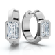 1 1/3Ct Emerald Cut Brava Bezel Diamond Hoops 5/8" Huggies 14k Gold Lab Grown