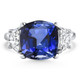 8.50Ct TW Cushion Blue Sapphire & Diamond 3-Stone Ring 14k White Gold Lab Grown