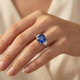 8.50Ct TW Cushion Blue Sapphire & Diamond 3-Stone Ring 14k White Gold Lab Grown