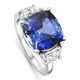 8.50Ct TW Cushion Blue Sapphire & Diamond 3-Stone Ring 14k White Gold Lab Grown