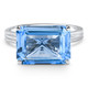 14x10mm Emerald Cut East to West Blue Topaz Solitaire Ring White Gold