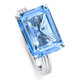 14x10mm Emerald Cut East to West Blue Topaz Solitaire Ring White Gold