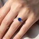 1Ct TW Blue Sapphire & Diamond Ring 14k White Gold Lab Grown