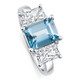 4.19Ct Aquamarine & Radiant Cut Diamond Ring 14k White Gold Lab Grown
