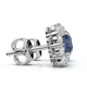 1 1/2Ct Blue Sapphire & Diamond Cushion Halo Studs 14k Gold Earrings Lab Grown