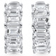 6.30Ct Emerald Cut Diamond Hoops 14k White Gold Lab Grown Earrings 3/4"