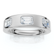 1 1/2Ct Flush Set Emerald Cut Diamond Ring Stackable Band 14k Gold Lab Grown