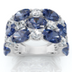 8.50Ct Blue Sapphire Wide Anniversary Ring 14k Gold Lab Grown EF/VS