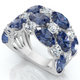 8.50Ct Blue Sapphire Wide Anniversary Ring 14k Gold Lab Grown EF/VS