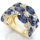 8.50Ct Blue Sapphire Wide Anniversary Ring 14k Gold Lab Grown EF/VS