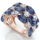 8.50Ct Blue Sapphire Wide Anniversary Ring 14k Gold Lab Grown EF/VS