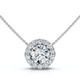 1/2Ct Diamond Halo Pendant Lab Grown 18" Necklace EF/VS