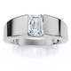 Men's 1Ct Emerald Cut Diamond Wedding Anniversary Ring 14k Gold or Platinum