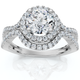 1 1/10Ct Lina Diamond Halo Engagement Ring 14k Gold or Platinum Lab Grown