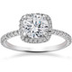 2CT Round Cushion Halo Diamond Solitaire Engagement Ring White Gold Lab Grown