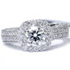 1 1/2ct Round Diamond Vintage Cushion Halo Ring 14K Gold