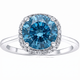 3 1/4Ct Blue Diamond Halo Engagement Ring Lab Grown in 14k White Gold