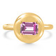 Candy Button 14k Yellow Gold Emerald Cut Pink Topaz Ring