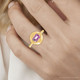 Candy Button 14k Yellow Gold Emerald Cut Pink Topaz Ring