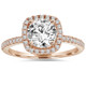 1 1/2ct Lab Created Diamond Cushion Halo 14K Rose Gold