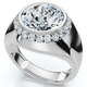 Certified 3 1/3Ct Men's Bezel Set Diamond Halo Signet Ring 14k Gold Lab Grown